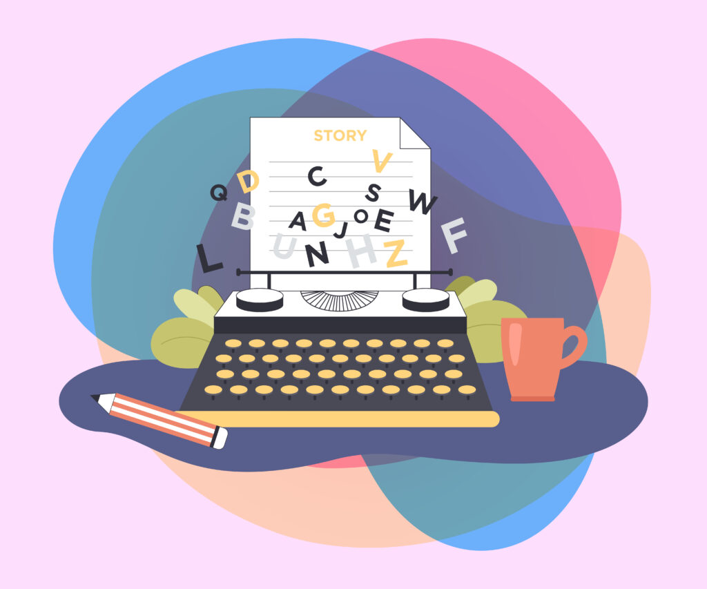 Ilustração de máquina de escrever para ilustrar artigo sobre erros de texto. Imagem: Magnific